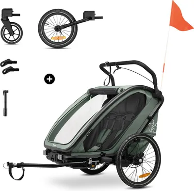 Produktbild von Hauck Fahrradanhänger Bike N Walk Duo Dark Green