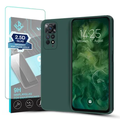 Produktbild von Hülle für Xiaomi Redmi Note 11 Pro mit 9H Displayglas Displayschutz Case Cover Bumper Smartphone Softgrip Schutzhülle Farbe: Grün