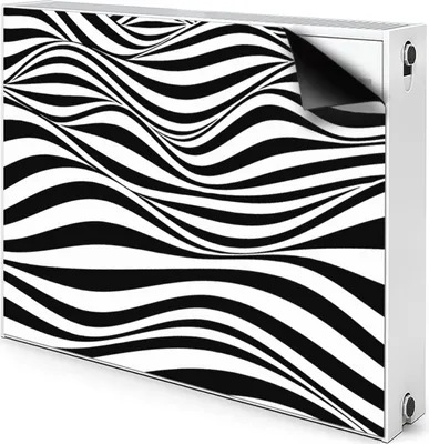 Produktbild von Magnet Heizkörper-Abdeckung Verkleidung Abdeckung Heizkörperabdeckung 100x60 cm - Schwarz und Weiß, Wellen