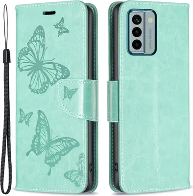 Produktbild von Nokia G22 Hülle - Coverup Schmetterlinge Klapphülle - Mintgrün
