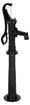 Produktbild von SucceBuy Antike Schwengelpumpe im Vintage-Stil, 6 m Förderhöhe, Gusseisen-Nostalgiepumpe mit erhöhtem Sockel, NPT 1-1/4 Zoll Anschluss, manuelle Brunnenpumpe für Garten, Teich und Hof, Schwarz
