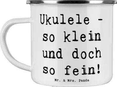 Produktbild von Mr. & Mrs. Panda Teetasse Spruch Zauberhafte Ukulele - Weiß - Geschenk, Musikinstrument, Campingtasse, Hawaii, Spaß, Lieder, Pott, Emaille Tasse, Lernen, Musiker, becher