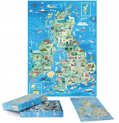 Produktbild von Bopster, illustriertes 1000-teiliges Puzzle von Großbritannien und Irland