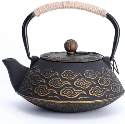 Produktbild von Gusseisen Teekanne 800ml Japanisches Design mit Infuser | Emailliertes Inneres