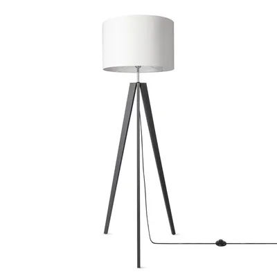 Produktbild von Tischleuchte Dreibein Nachttischlampe Stehlampe E27 Stoff Lampenschirm Uni