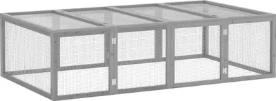 Immagine prodotto di PawHut recinto all'aperto in legno, 181 x 100 x 48 cm, conigliera con doppia porta, recinto per animali di piccola taglia conigli nani, porcellini d'India, piccoli animali grigio