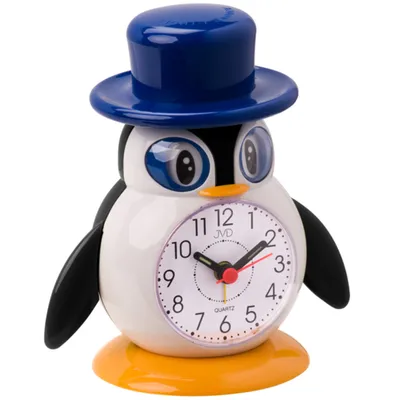Produktbild von JVD SR52.5 Wecker Kinderwecker Pinguin schwarz weiß Pinguinwecker für Kinder