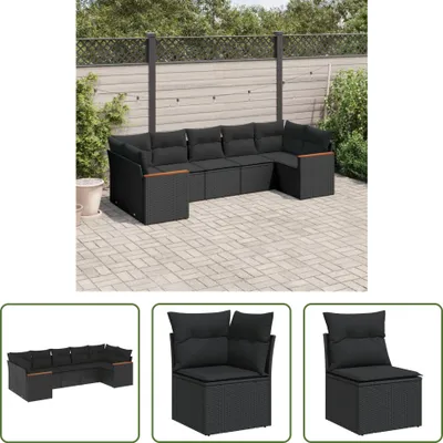 Produktbild von The Living Store 7-tlg. Garten-Sofagarnitur mit Kissen Schwarz Poly Rattan