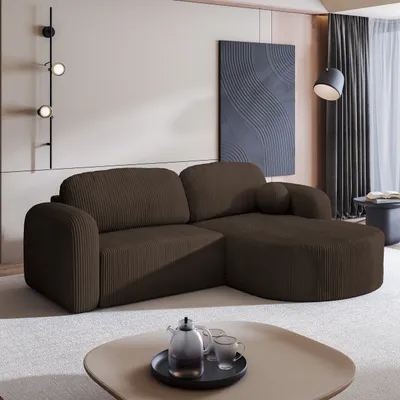 Produktbild von Masseno Ecksofa AMILIA P mit Schlaffunktion L-Form, Sofa mit Bettkasten, Wohnzimmersofa, Couch, Soffa, Bettsofa, Couchgarnitur- Braun, POSO 06