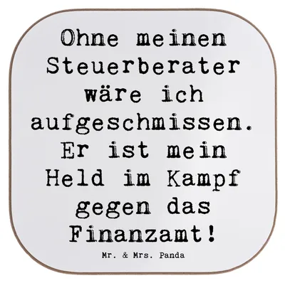Produktbild von Mr. & Mrs. Panda Holzuntersetzer Spruch Steuerberater Held - Weiß - Geschenk, Steuerwesen, Steuergesetze, Berufsliebe, Steuerdschungel, personalisierte Geschenke, Coaster