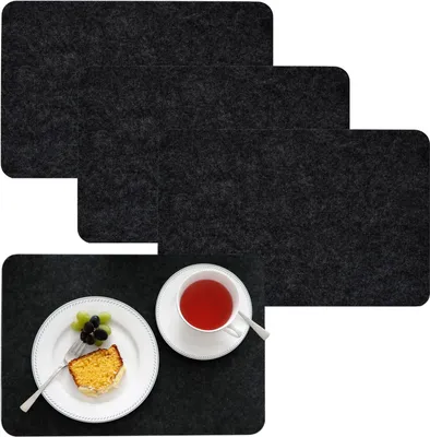 Zdjęcie produktu dla 4 Bardzo grube podkładki filcowe 43x30x0,5cm Szlachetne podkładki Podkładka na stół Anthrazi