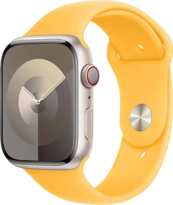 Produktbild von Apple 45 mm Sportarmband Warmgelb – S/M, Band, Smartwatch, Gelb, Apple, Apple Watch 42mm, 44mm, 45mm, 49mm, Fluor-Elastomer