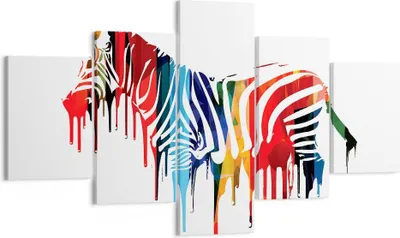 Produktbild von Bild auf Leinwand - Leinwandbild - Zebra Detail digital wild - 125x70cm - Wand Bild - Wanddeko - Leinwanddruck - Bilder - Kunstdruck - Wanddekoration - Leinwand bilder - Wandkunst - EA125x70-3057
