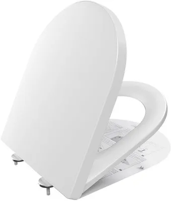 Produktbild von Familien-WC-Bewegung mit D-Form, WC-Deckel weiß, WC-Bewegung mit Schnellschließer, WC-Deckel mit Soft-Schließer, WC-Bewegung mit Schnellschließer und Soft-Schließer