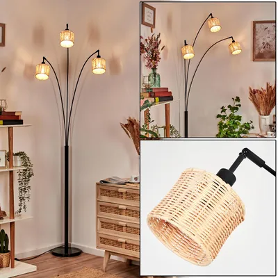 Produktbild von Dello Stehlampe aus Metall/Rattan in Schwarz/Naturfarben