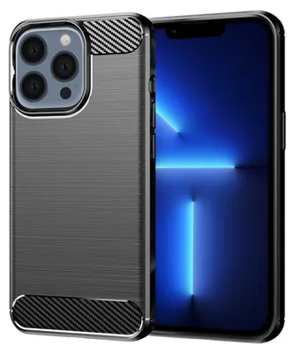 Produktbild von Techsuit Carbon Silicone Back Cover Hülle für Apple iPhone 13 Pro Max - Schwarz