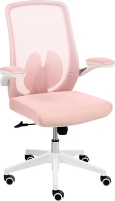 Produktbild von BELIANI Bürostuhl Pastellrosa Mesh Höhenverstellbar Drehbar mit Hochklappbaren Armlehnen Modernes Design Drehstuhl für Heimbüro Arbeitszimmer