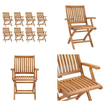 Produktbild von vidaXL Klappbare Gartenstühle 8 Stk. Massivholz Teak - Gartenstuhl - Gartenstühle - Holzstuhl - Holzstühle