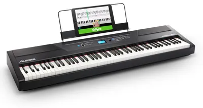 Imagen del producto de Alesis Recital Pro: Piano electrónico de 88 teclas con teclado de tamaño completo y teclas ponderadas, altavoces integrados, salida para auriculares y suscripción a lecciones de piano de cinco niveles