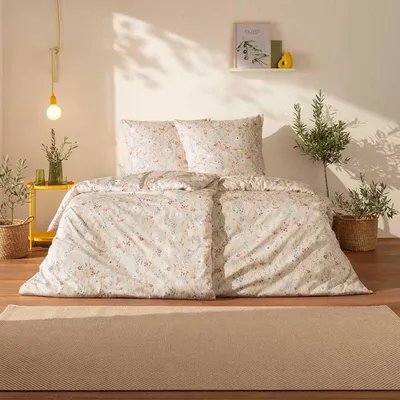 Produktbild von Estella Mako-Satin Bettwäsche 135x200 Celeste sahara Blumenwiese 7961-365