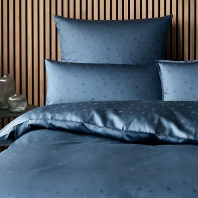 Produktbild von elegante Mako-Satin-Kissenbezug einzeln Stars Farbe Navy Größe 40x80cm