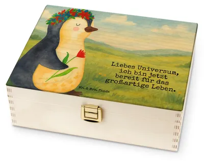 Produktbild von Mr. & Mrs. Panda Teebeutel Aufbewahrung Pinguin Blumen Design - Weiß - Geschenk, Teedose, Tee-Aufbewahrungsbox, Aufbewahrungsbox für, Positiv, Universum, Teebox, Leben