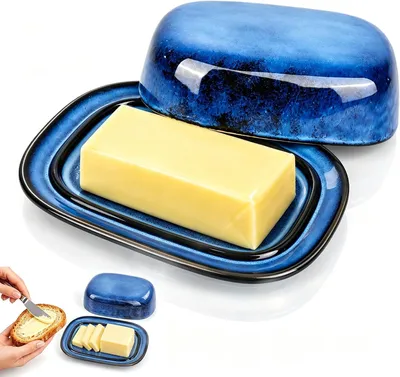 Productafbeelding van Botervloot, keramiek, 16 x 12 x 5 cm, geschikt voor 300 gram boter, boterpot voor de keuken