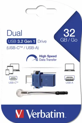 Obrázok produktu pre Verbatim Dual - USB 3.0-Stick 32 GB - USB-C / USB-A - čierna