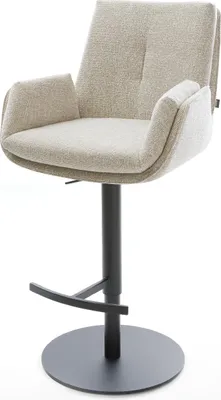 Produktbild von DELIFE Barstuhl Clea-Flex Webstoff Soft Beige Drehfuß höhenverstellbar Metall Schwarz