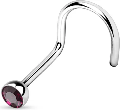 Produktbild von viva-adorno 1,0mm Nasenstecker gebogen Zirkonia Kristall Strass Nasen Piercing Spirale Stud Nasenring Z325, Violett / Lila