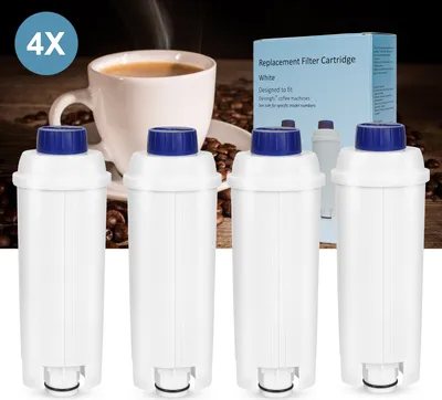 Obrázek produktu pro Yakimz Vodní filtr pro kávovary DeLonghi, sada 4 ks, vodní filtr s aktivním uhlím, kompatibilní s kávovary ECAM, ESAM, ETAM.