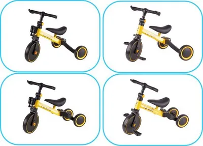 Produktbild von Playos® 3-in-1 Loopfiets für Kinder - Gelb - Verstellbare Driewieler - Kinderfahrrad - Geschenkidee - Spielzeug