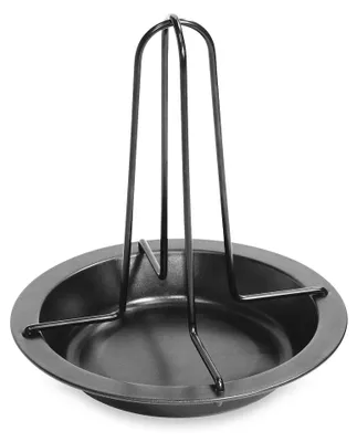 Produktbild von Fackelmann Hähnchenbräter, Hähnchengriller Kohlenstoffstahl mit Antihaftbeschichtung, zerlegbarer Geflügelbräter mit Abtropfschale (Farbe: Schwarz)