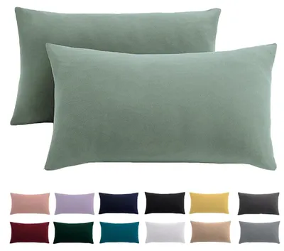 Productafbeelding van Kussensloop, 40 x 70 cm, 2 stuks – Kussensloop, lichtgroen, voor kussens. 100% microvezel. Vrij van kreukels en strijkvrij, met rits.