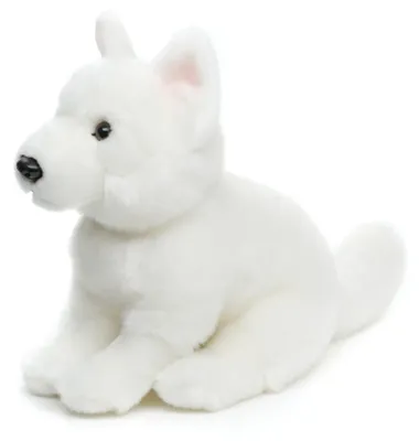Produktbild von Uni-Toys - Weißer Schweizer Schäferhund Welpe, sitzend (ohne Leine) - 26 cm (Höhe) - Plüsch-Hund, Berger Blanc Suisse - Plüschtier, Kuscheltier