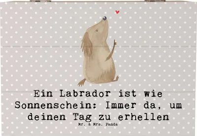 Produktbild von Mr. & Mrs. Panda Box Labrador Sonnenschein 22 x 15 cm - Grau Pastell - Geschenk, Wasserliebhaber, Hunderassen, Schatzkiste, Therapiehund, liebevoll, fotobox, Hunderasse
