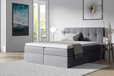 Produktbild von Stilvolles Ehebett mit Stauraum RECIVIO hellgrau 160 x 200