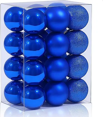 24 blaue Weihnachtskugeln, glitzernd, 3 cm, bruchsicher