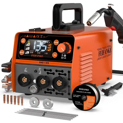 Image de Appareil de soudage MIG135 - 135 ampères - Sans gaz - 4000 W - Orange - Poste à souder inverter