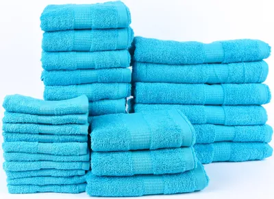 Produktbild von 28tlg Familienset Qualitätsfrottee 100% Baumwolle 500g/qm einfarbig Farbe türkis