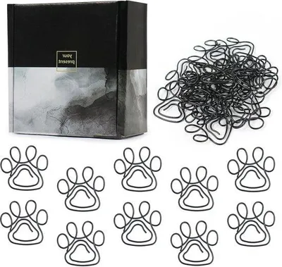 Produktbild von Famanu Paperclips niedliche Pfotenform - schwarz (Set von 50)
