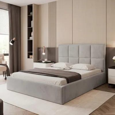 Productafbeelding van Boxspringbed TIOLI 120x200, taubegrijze fluweelstof, met opbergruimte en lattenbodem