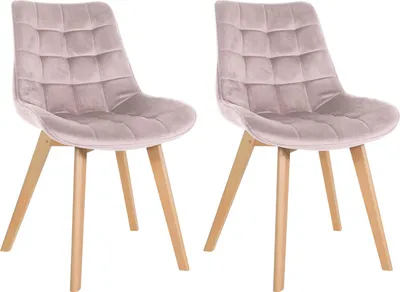 Produktbild von CLP 2er Set Esszimmerstühle Brook mit Samtbezug pink