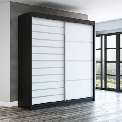 Produktbild von Schwebetürenschrank COLIN  2-türig Schrank 180 cm (Weiß, Schwarz, Sonoma)