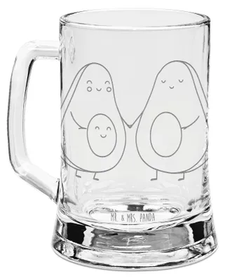 Produktbild von Mr. & Mrs. Panda Seidel Avocado Pärchen - Transparent - Geschenk, Avocados, Humpen, Glas Bierkrug, Liebe, Glaskrug, Krug, Familie