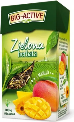 Produktbild von Grüner Tee mit Mango lose 100g - loser Grüntee Mischung - Big-Active