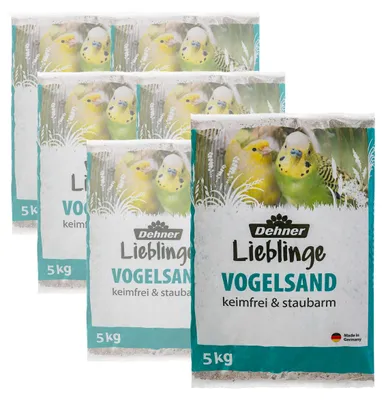 Produktbild von Dehner Vogelsand, Quarzsand gewaschen, ohne chemische Zusätze, für Wellensittiche, Kanarien und Exoten, 6 x 5 kg (30 kg)
