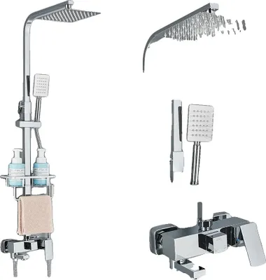 Produktbild von Duscharmatur Set, Multifunktionales Design, Wandmontage, Chrom D 8 Zoll