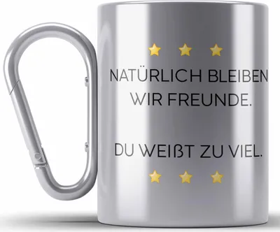 Produktbild von Trendation - Lustige Edelstahl Tasse Karabiner mit Spruch für Beste Freundin Arbeit Büro Lustig Edelstahl Tasse Karabinern Becher mit Sprüchen Kollegin Geschenk Sarkasmus (Silber)