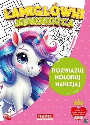 Zdjęcie produktu dla Łamigłówki Jednorożca. Kolorowanka z naklejkami dla dzieci